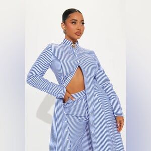 Yacht Trip Stripe Pant Set - White/Blue